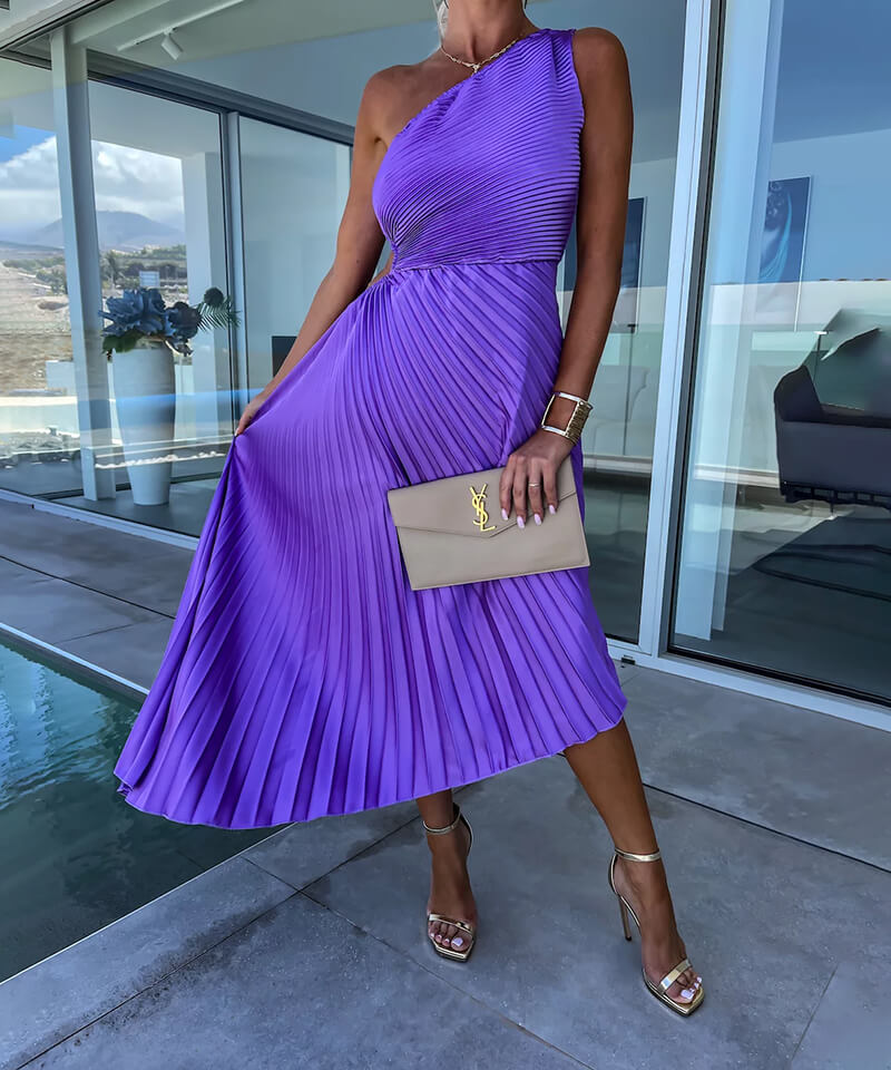 Celeste – Elegantes Midi-Kleid mit einem Schulterträger