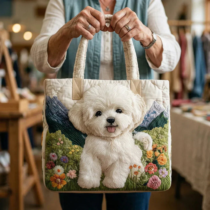 Handgefertigte Stepp-Tasche - Verzauberter Hund