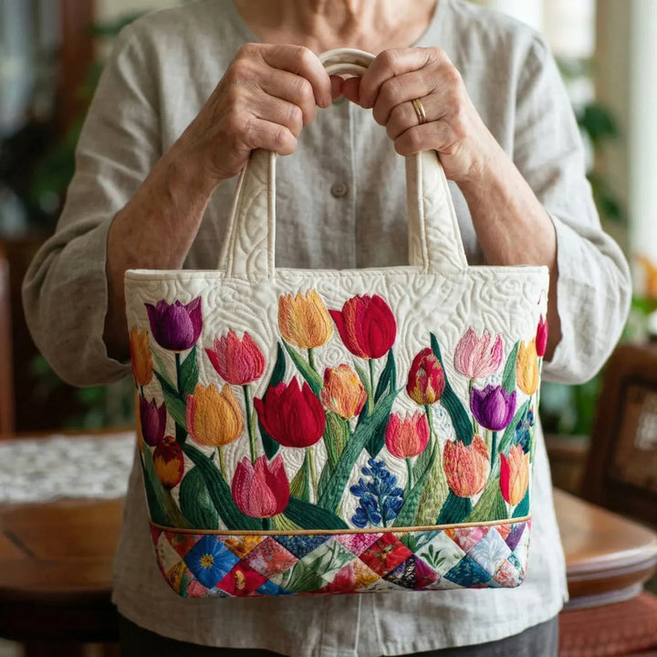 Gepolsterte Tasche - Tulpen Garten