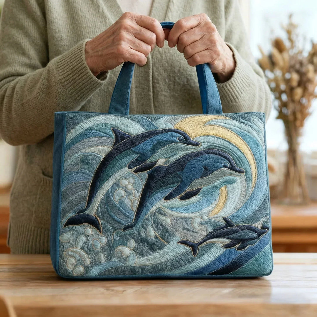 Handgefertigte Tasche - Delfin des Ozeans