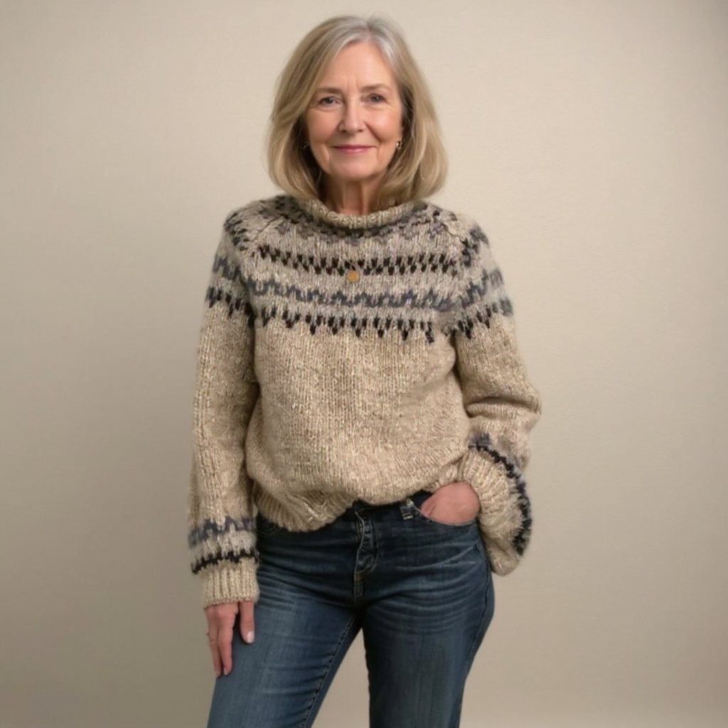 Ashley | Vintage Handgefertigter Isländischer Pullover