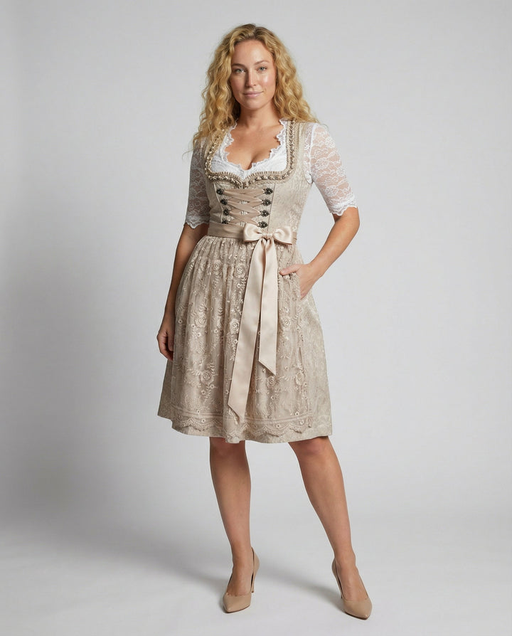 Dirndl Kleid für Frauen mit Schnürung und Taschen