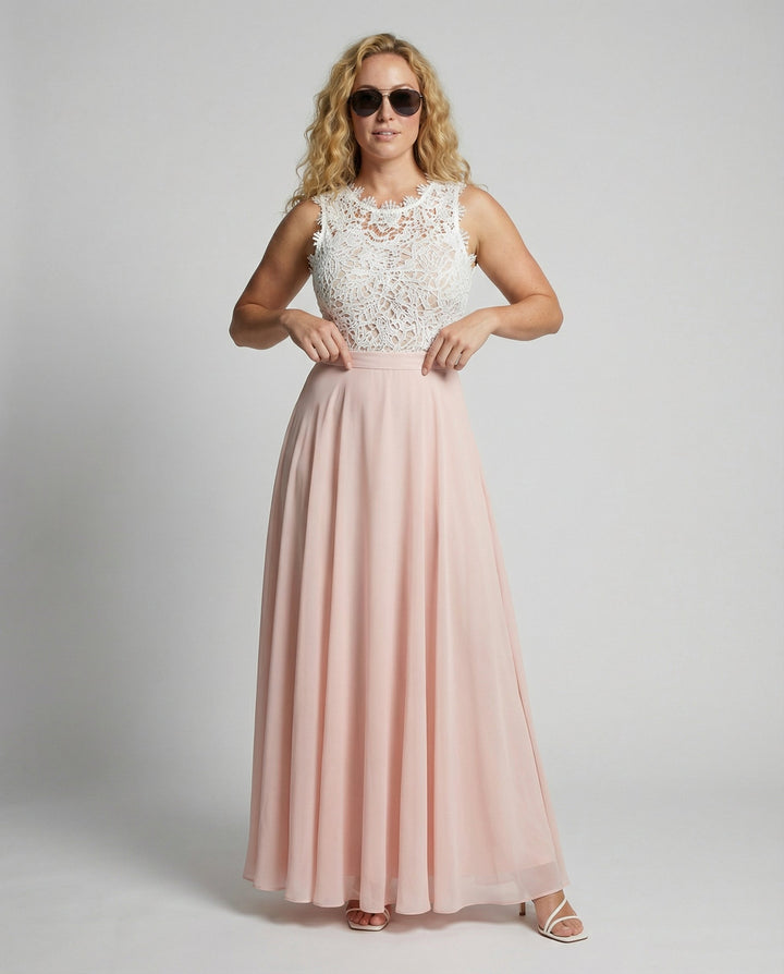Damen Ärmelloses Maxikleid mit Spitzenoberteil