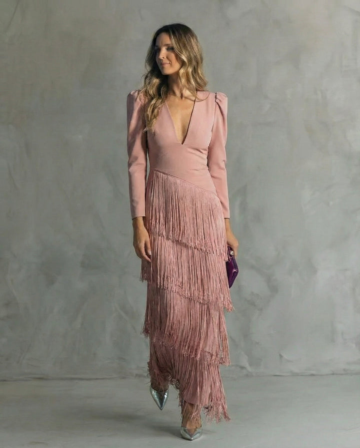 Clara | Schickes Kleid mit Fransenärmeln