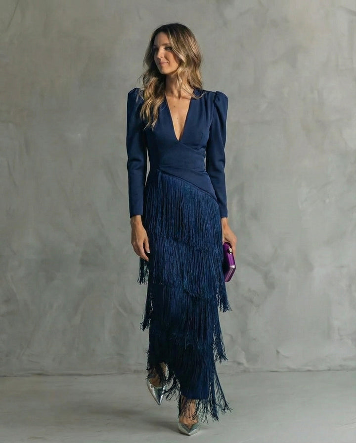 Clara | Schickes Kleid mit Fransenärmeln