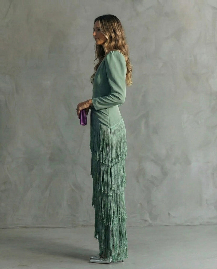 Clara | Schickes Kleid mit Fransenärmeln