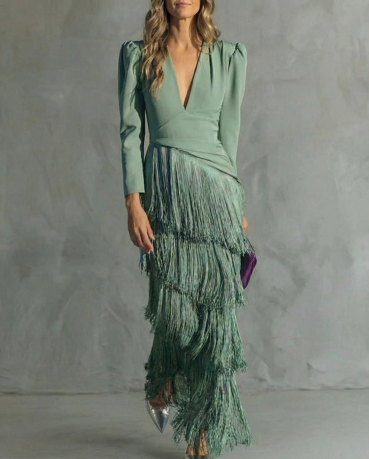 Clara | Schickes Kleid mit Fransenärmeln