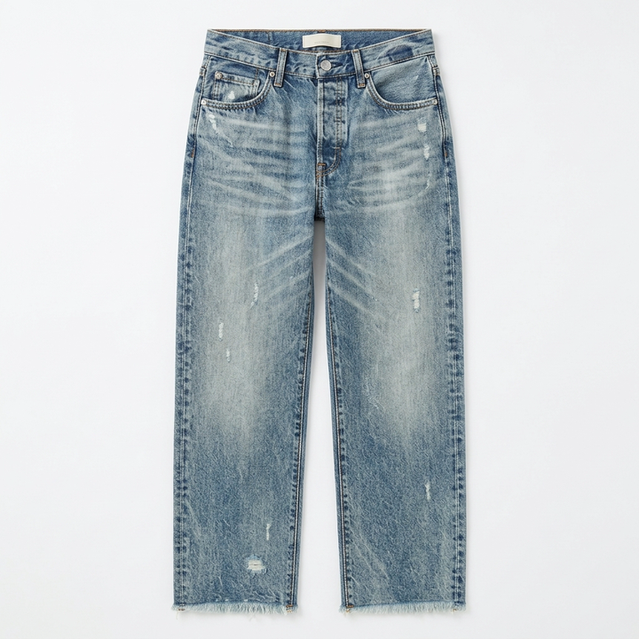 Vivara™ – Vintage-inspirierte, cropped Straight Leg Jeans mit Fransen