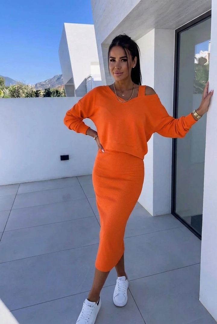 Andrea™ - Lässiges Sweatshirt und Kleid Set