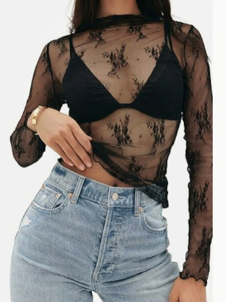MARYAM™ - Einfarbiger Spitzenoberteil & Jumpsuit Ensemble mit Taschen