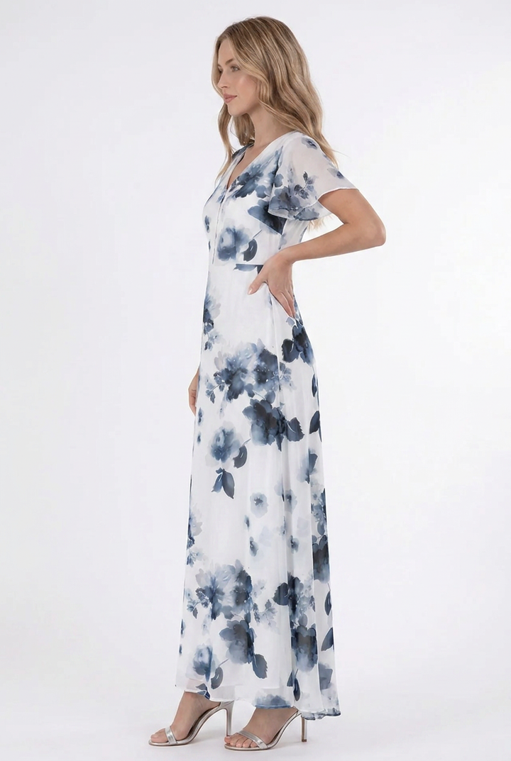 Denise | Midi-Kleid mit floralem Wickelbund