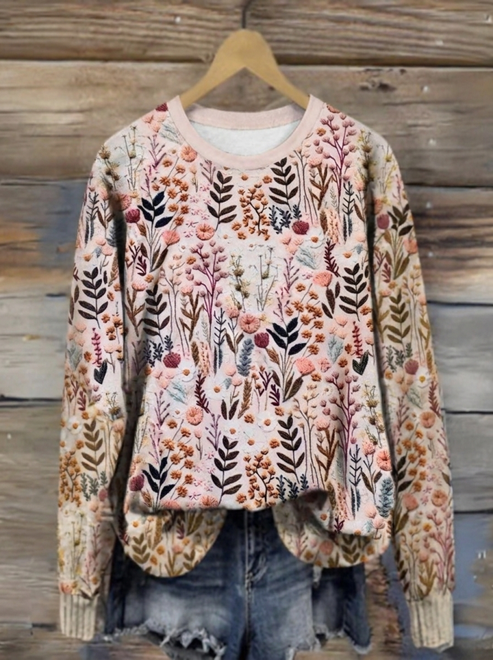 DARIA™ | PULLOVER MIT GESTICKTEN BLUMEN