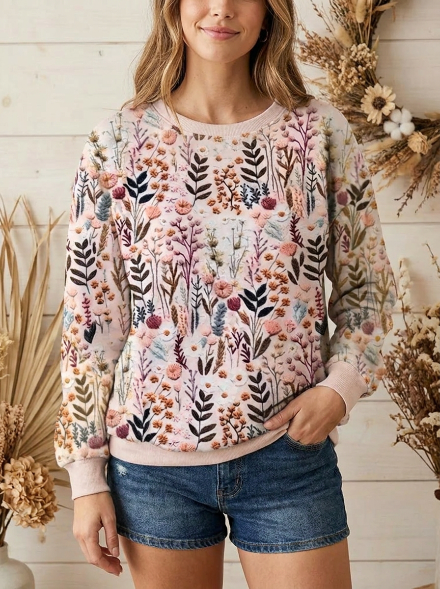 DARIA™ | PULLOVER MIT GESTICKTEN BLUMEN