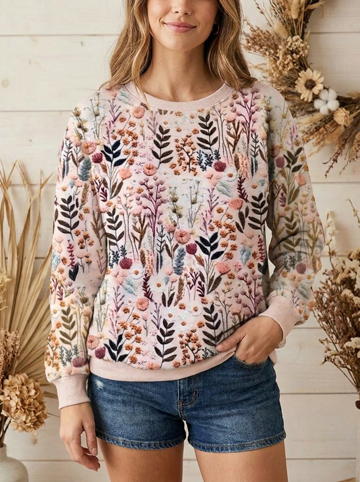 DARIA™ | PULLOVER MIT GESTICKTEN BLUMEN
