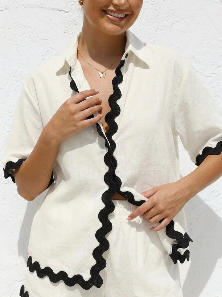 Farbblock ärmelloses Top und Shorts-Set für einen perfekten Urlaubslook