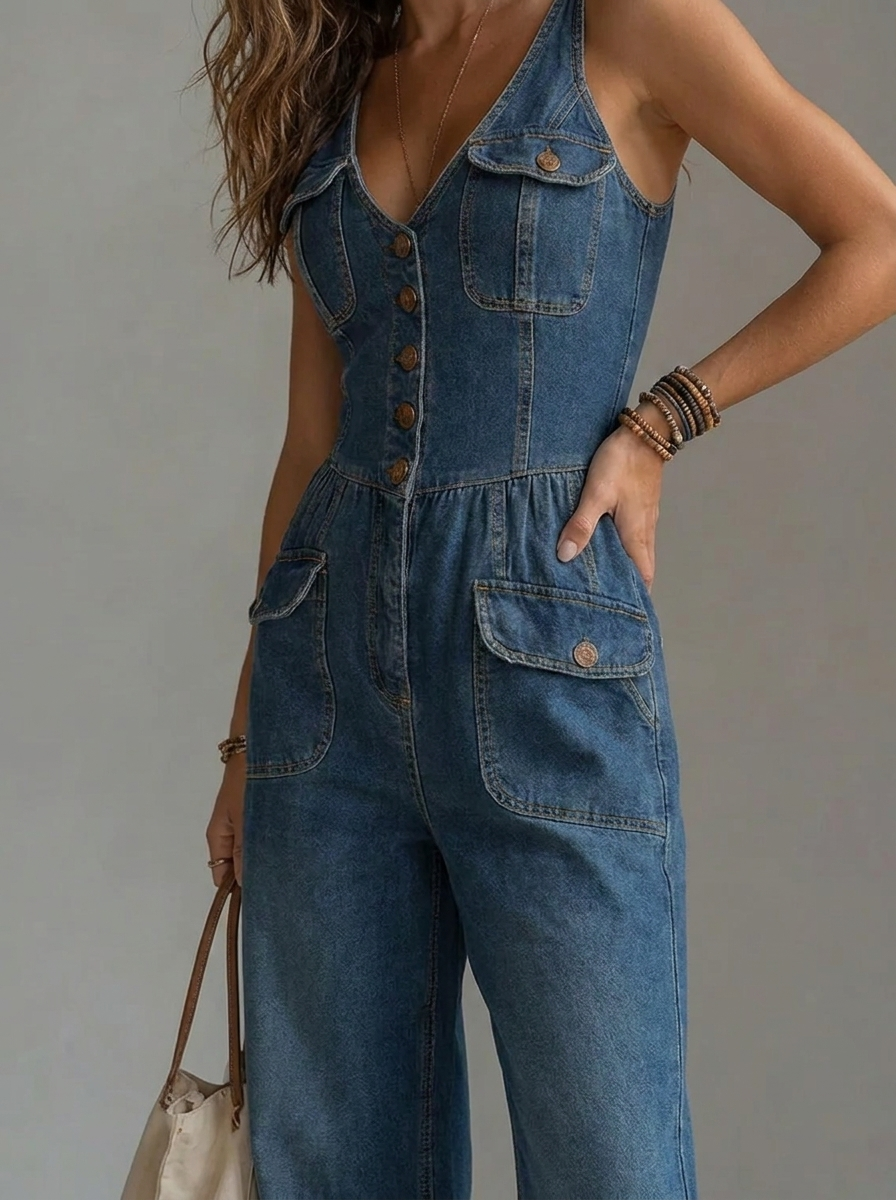 Lässiger Damen-Jumpsuit mit weiten Beinen