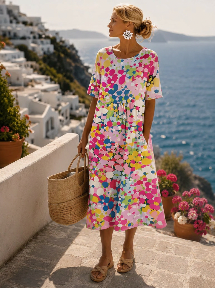 Elena | Luftiges Floral-Midi-Kleid