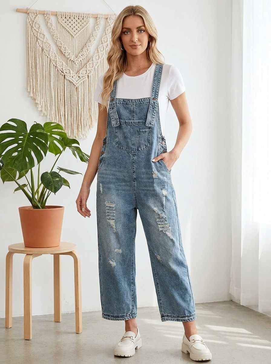 Aurevia | Women's dungarees with pockets and buttons