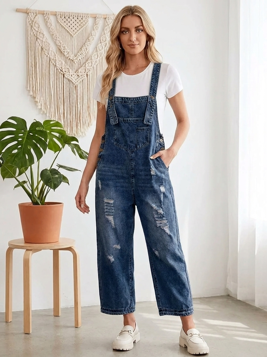 Aurevia | Women's dungarees with pockets and buttons