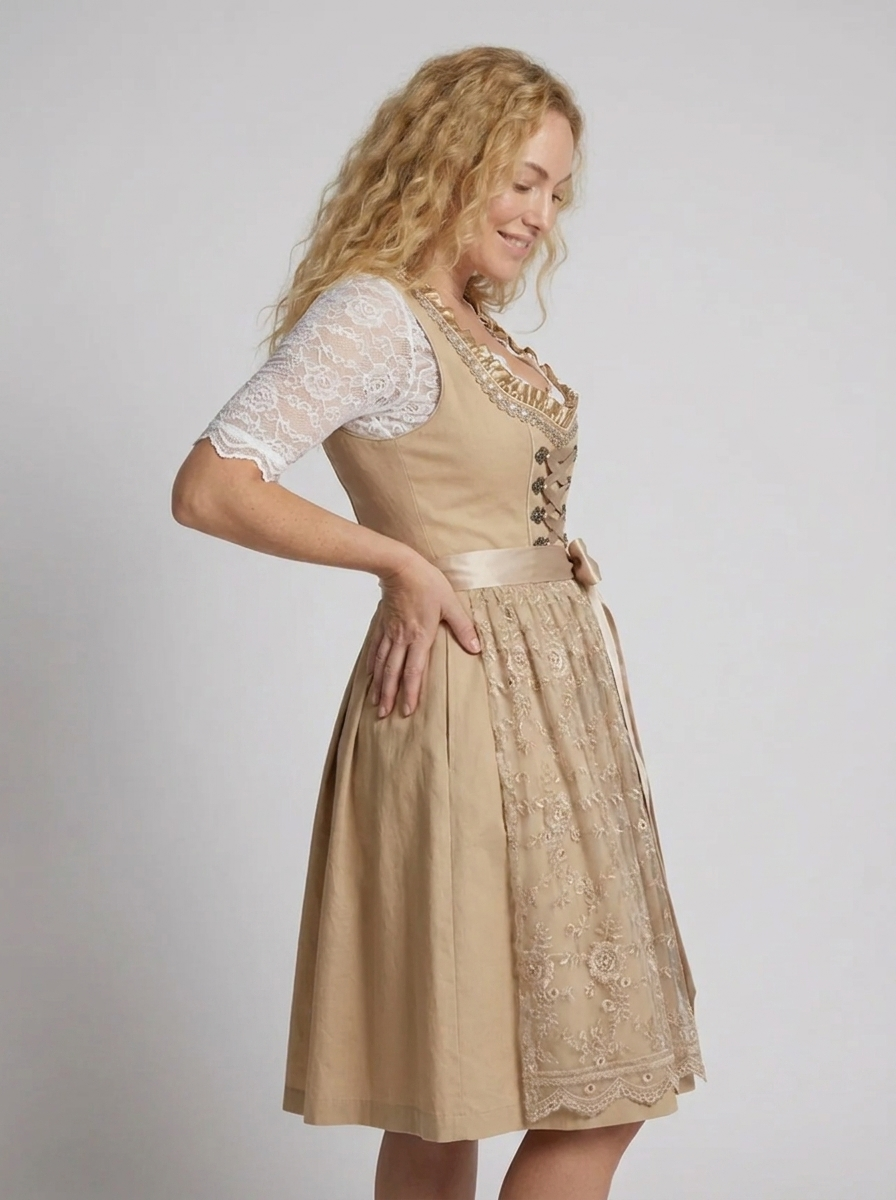 Dirndl Kleid für Frauen mit Schnürung und Taschen