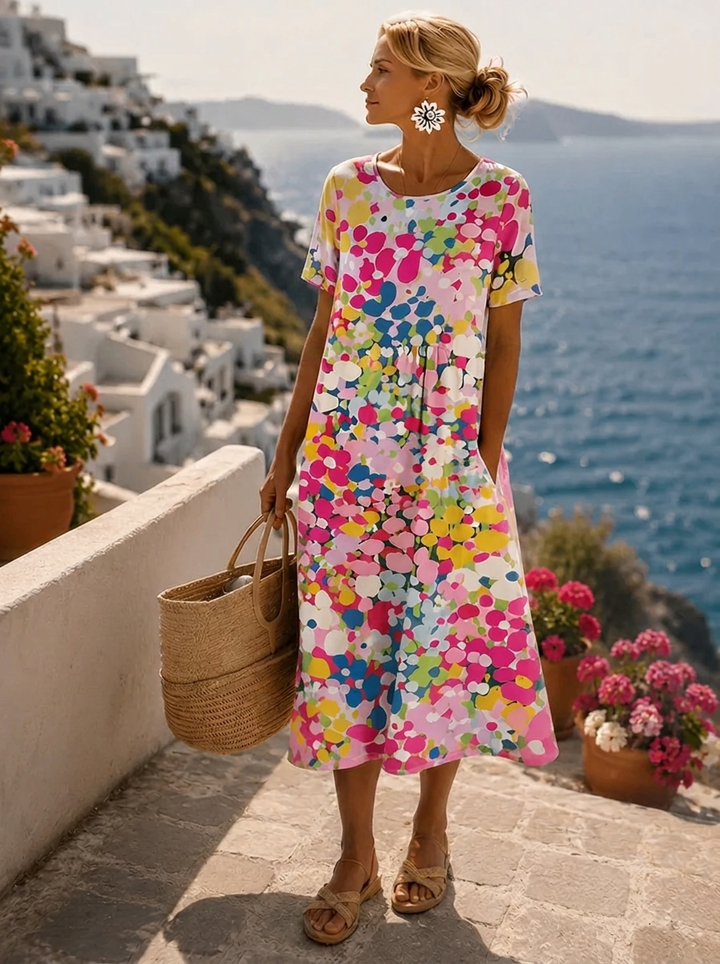 Elena | Luftiges Floral-Midi-Kleid