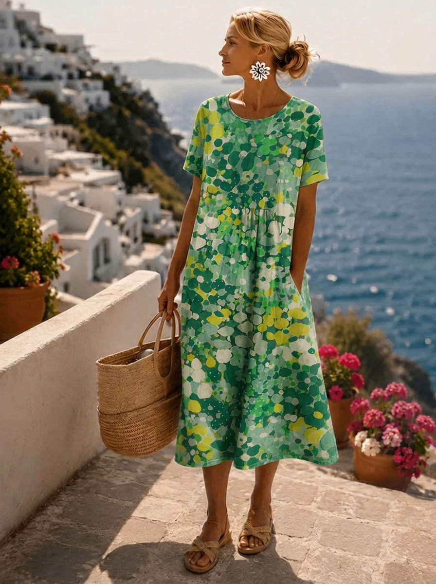Elena | Luftiges Floral-Midi-Kleid