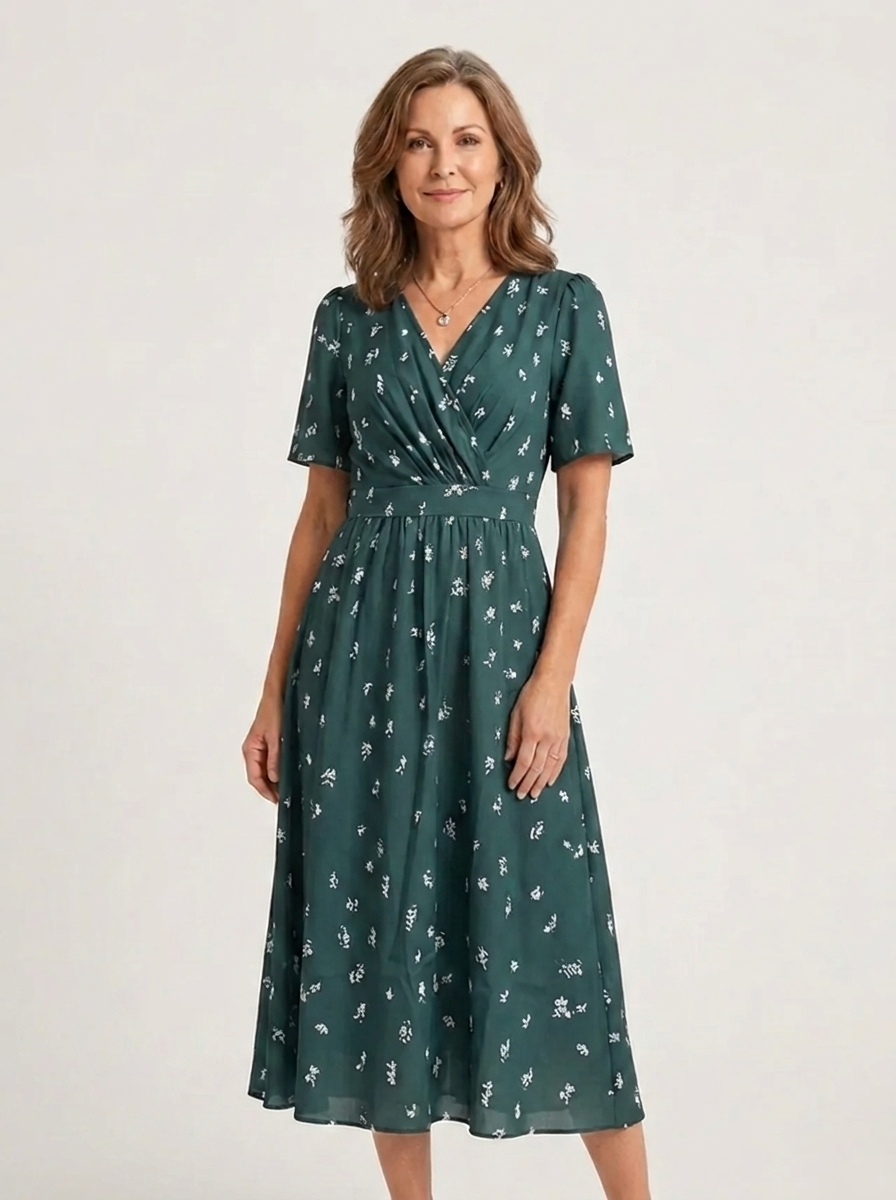 Zafrina | Vestido midi com padrão abstrato