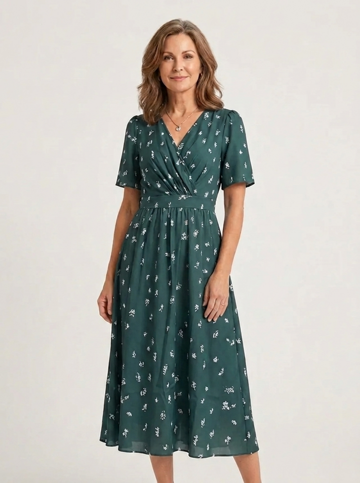 Zafrina | Vestido midi com padrão abstrato