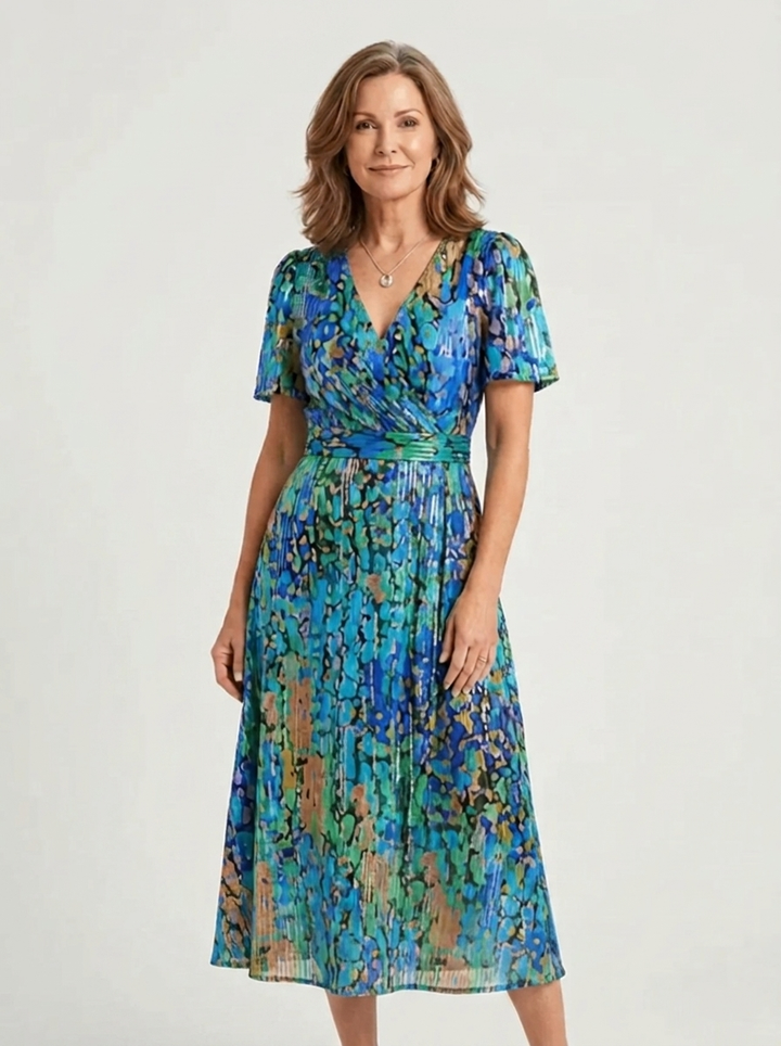 Zafrina | Vestido midi com padrão abstrato