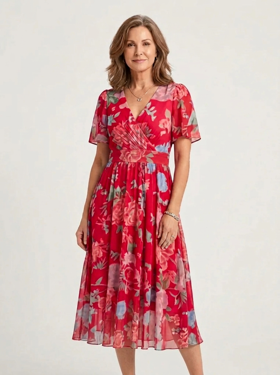 Zafrina | Vestido midi com padrão abstrato