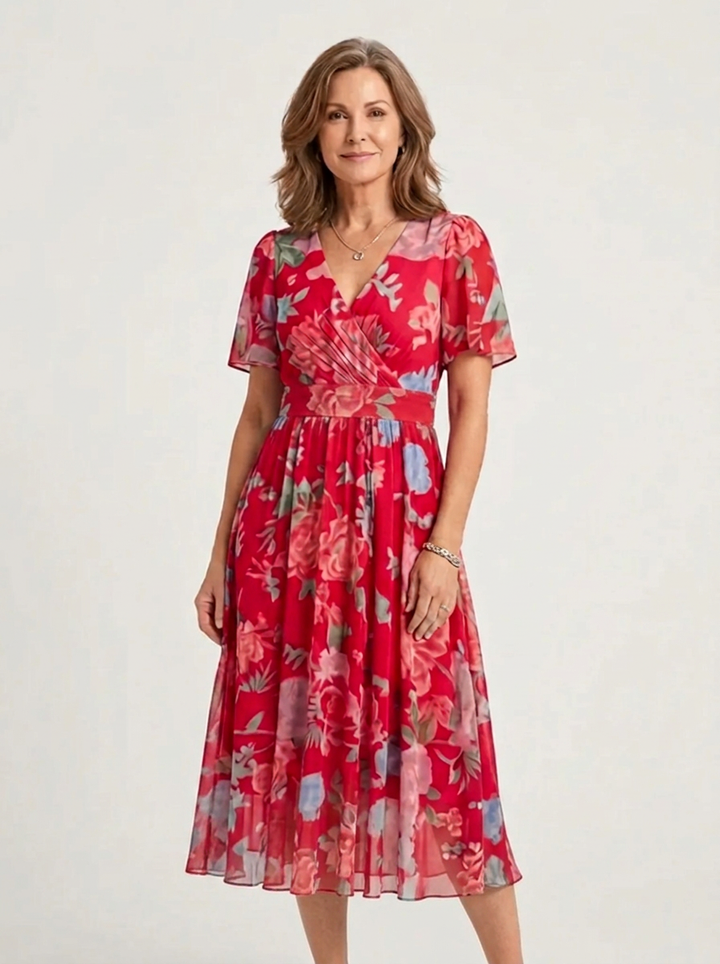Zafrina | Vestido midi com padrão abstrato