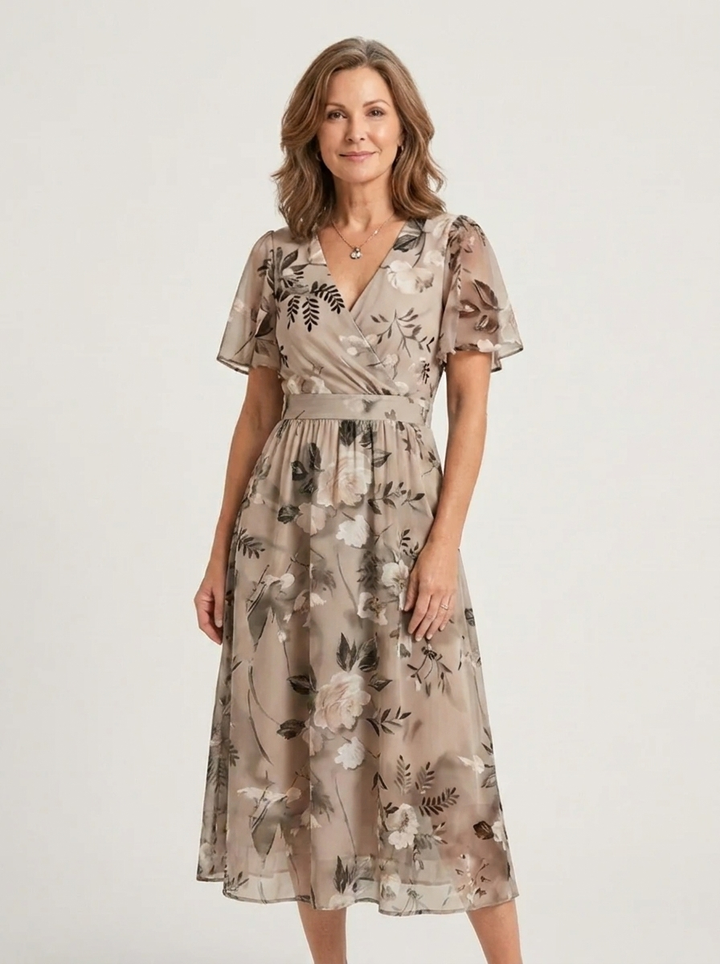 Zafrina | Vestido midi com padrão abstrato