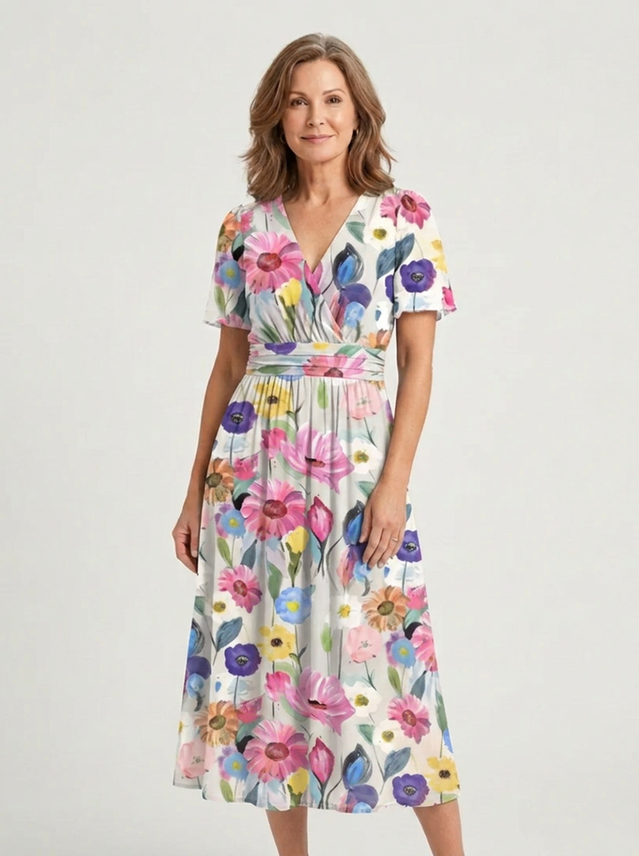 Zafrina | Vestido midi com padrão abstrato