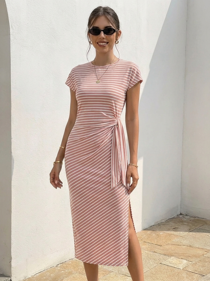 Bénanique™️ Gestreiftes Midi-Kleid - Lässiger Stil