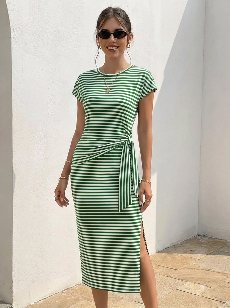 Bénanique™️ Gestreiftes Midi-Kleid - Lässiger Stil