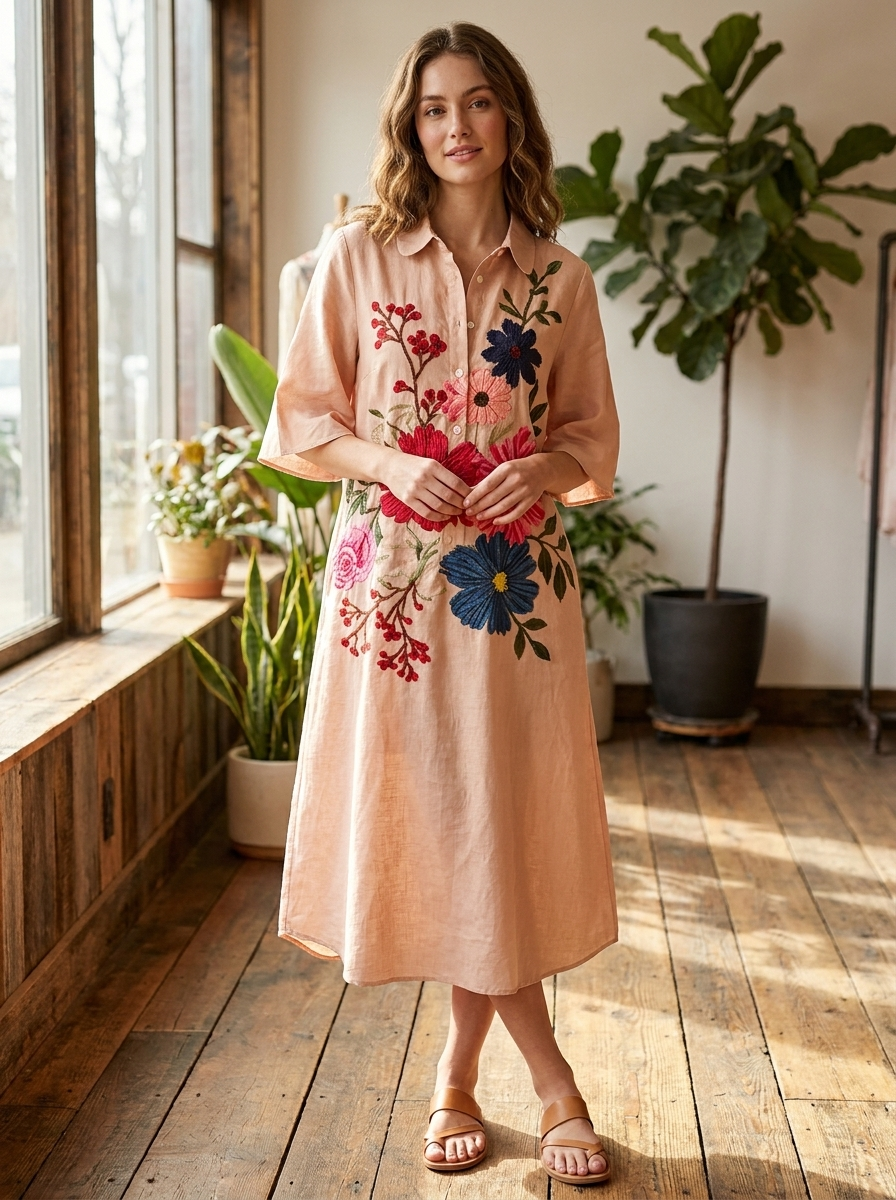 Sofia - Vintage Kleid Aus Botanischer Spitze Mit Taschen