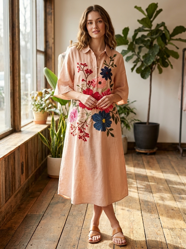 Sofia - Vintage Kleid Aus Botanischer Spitze Mit Taschen