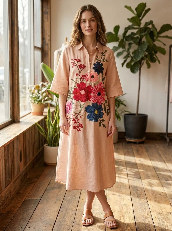 Sofia - Vintage Kleid Aus Botanischer Spitze Mit Taschen