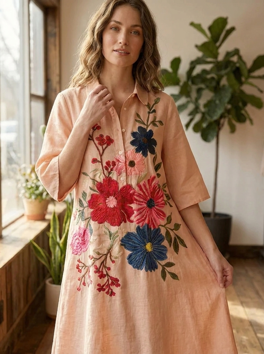 Sofia - Vintage Kleid Aus Botanischer Spitze Mit Taschen