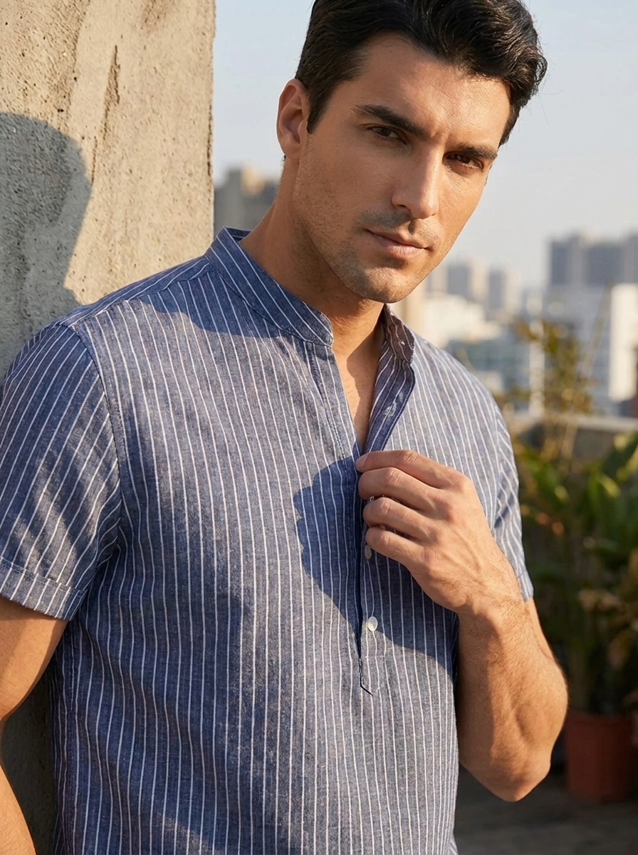 Michele | Camicia a maniche corte da uomo con abbottonatura