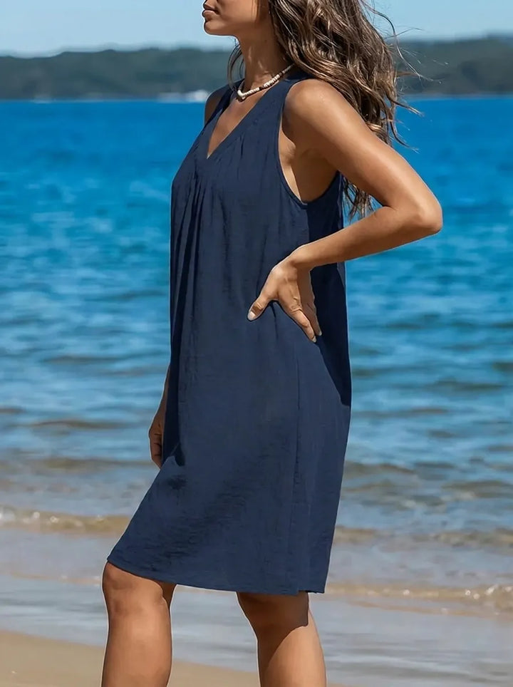 Heidi™ - Vestido drapeado sem mangas de tamanho grande