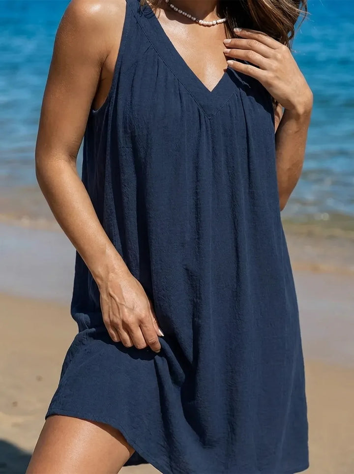 Heidi™ - Vestido drapeado sem mangas de tamanho grande