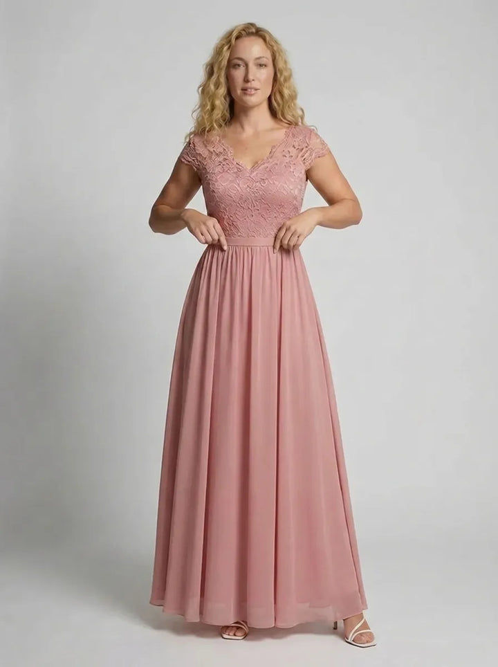 Women's Sleeveless Maxi Dress with Lace Bodice