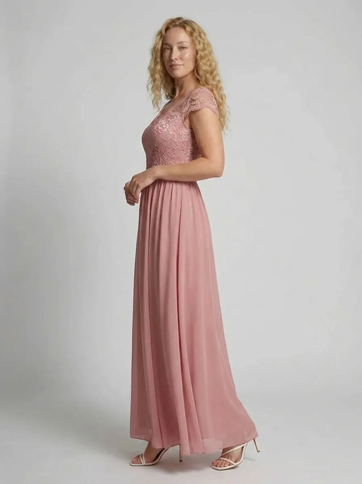 Women's Sleeveless Maxi Dress with Lace Bodice