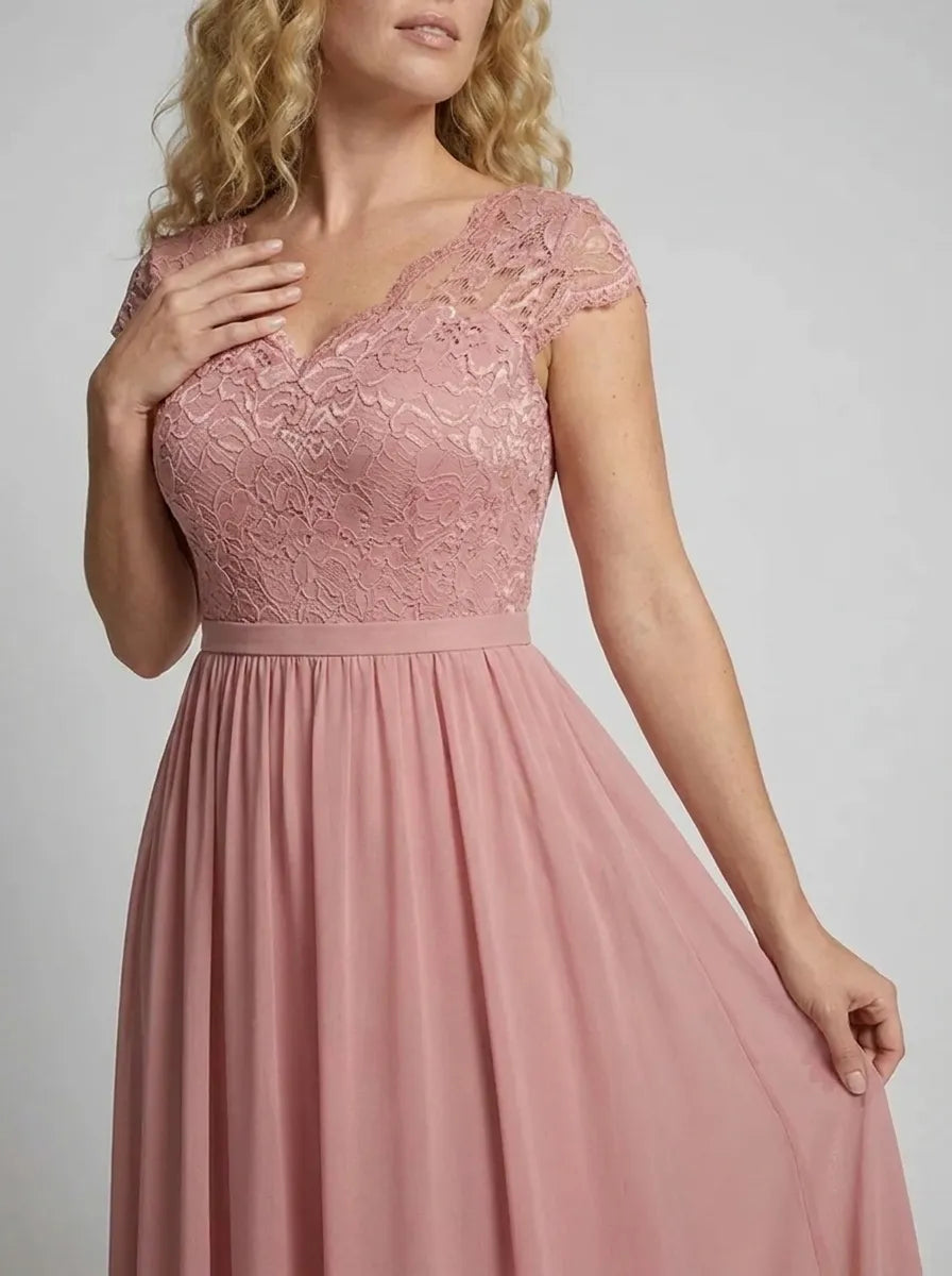 Women's Sleeveless Maxi Dress with Lace Bodice