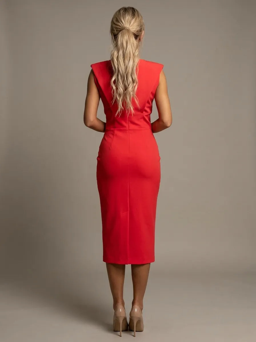 Schickes und Raffiniertes Midi-Kleid mit Formellem Krawatten-Detail