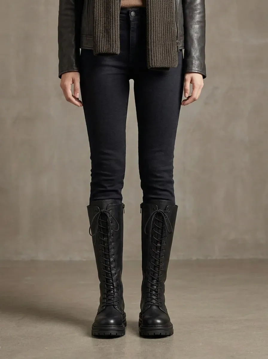 Ianthe | Women’s knee-high lace-up boots with platform soles