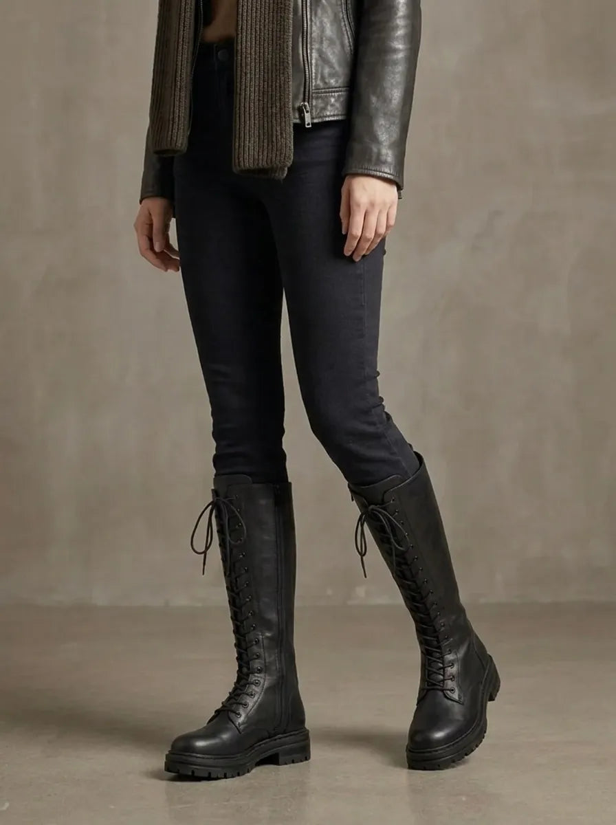 Ianthe | Women’s knee-high lace-up boots with platform soles
