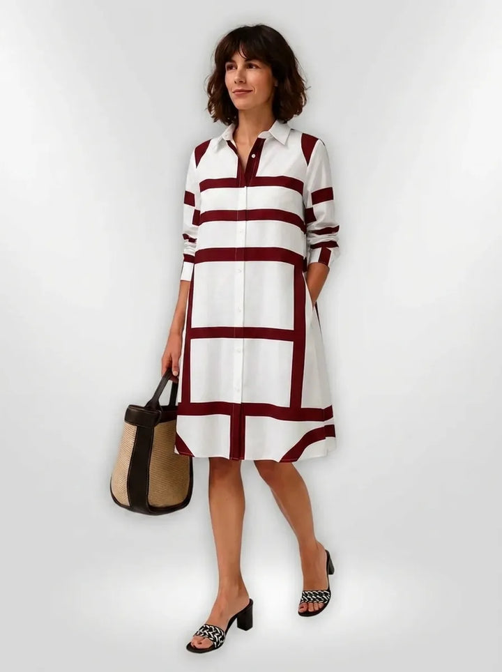 Helena™ - Zeitloses Geometrisches Gemustertes Midikleid