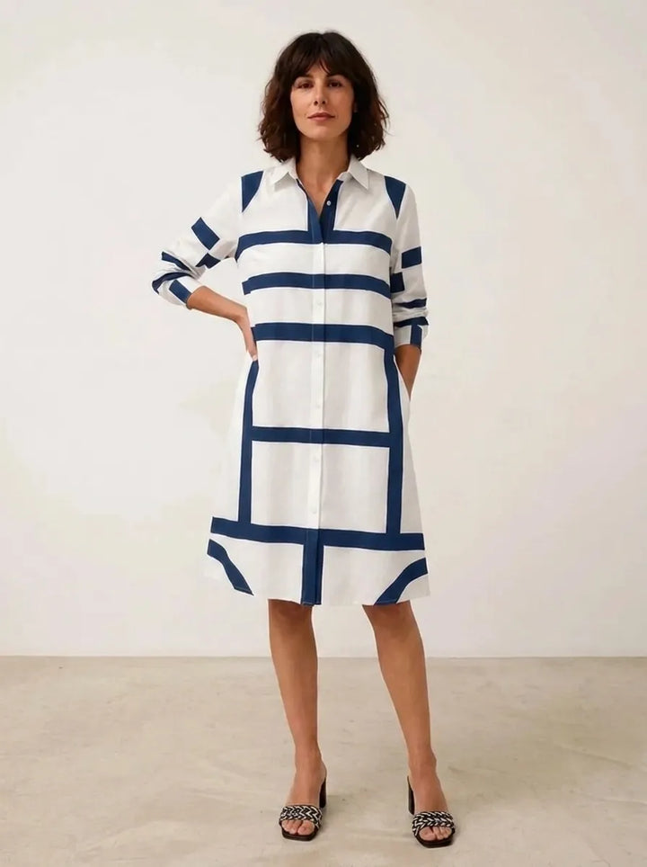 Helena™ - Zeitloses Geometrisches Gemustertes Midikleid